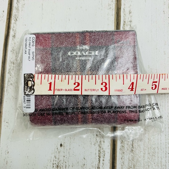 COACH Snap Wallet Tartan Plaid - Picture 7 of 8